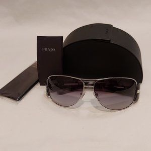Authentic New Prada Sunglasses Silver with Gorgeous Black/Grey Tortoiseshell